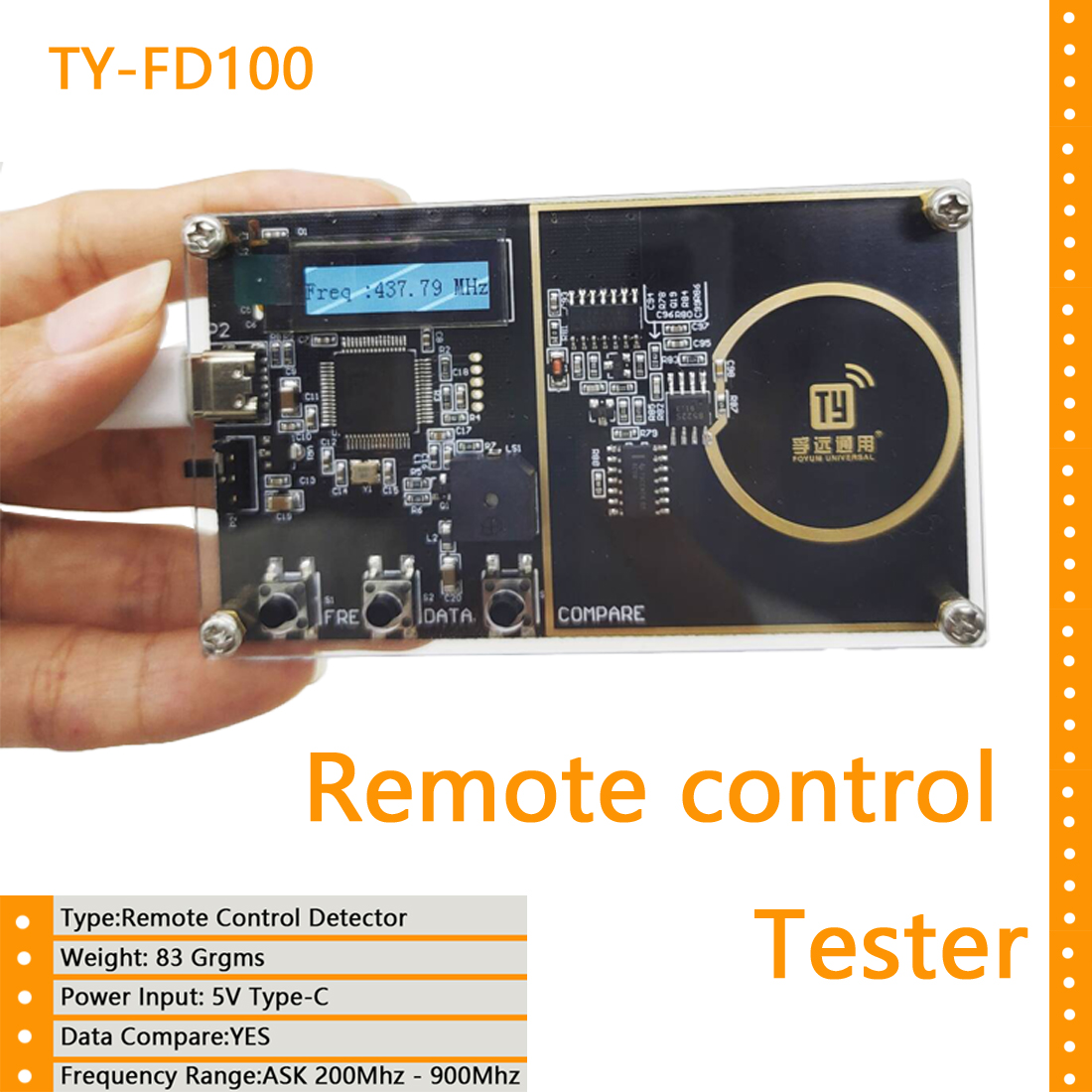 ユニバーサルリモコンテスター RF 周波数検出器 200-900mhz 送信機データ比較 RF リモート検出器検査ツール