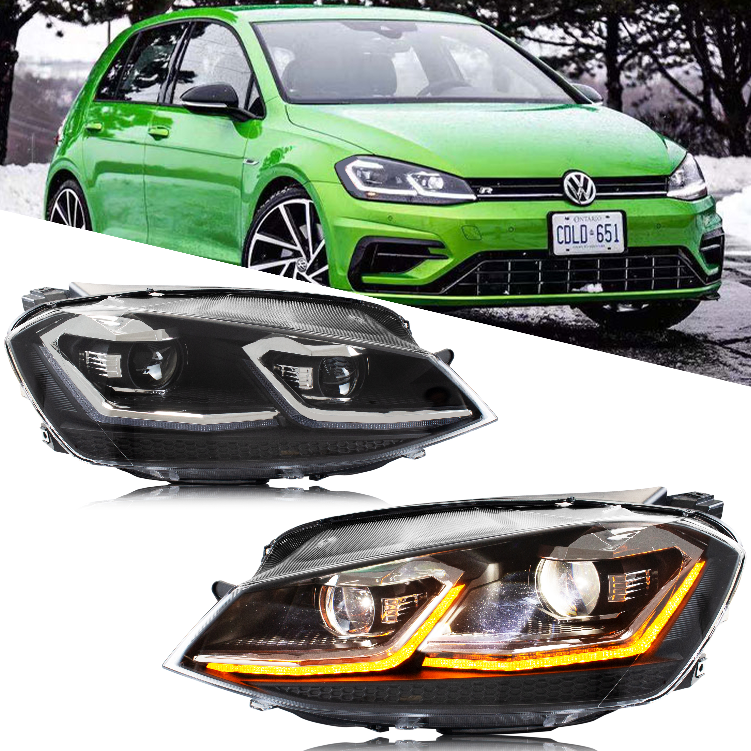 LED ヘッドライト フォルクスワーゲン VW ゴルフ VII ゴルフ MK7 TSI TDI 2012-2017 ダイナミック フロントランプ アセンブリ [GTI/R/GTD/MK7.5 には適合しません]