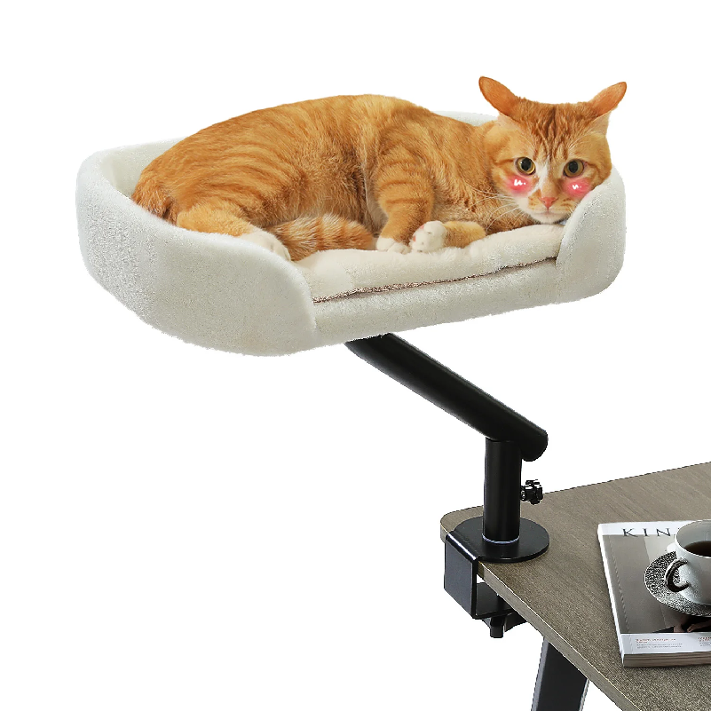 猫デスクベッド、屋内猫用360回転可能な猫ベッドスタンド、調節可能な猫バスケット、テーブル用猫ハンモック、デスク用ソフト猫ベッド