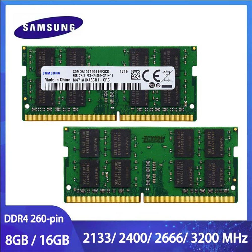 Samsung 8GB 16GB 32GB DDR4 2133MHz 2400MHz 2666MHz 3200MHz PC4-2133P PC4-2400T PC4-2666V SO-DIMM ノートパソコン用メモリ 260ピン 0.2V