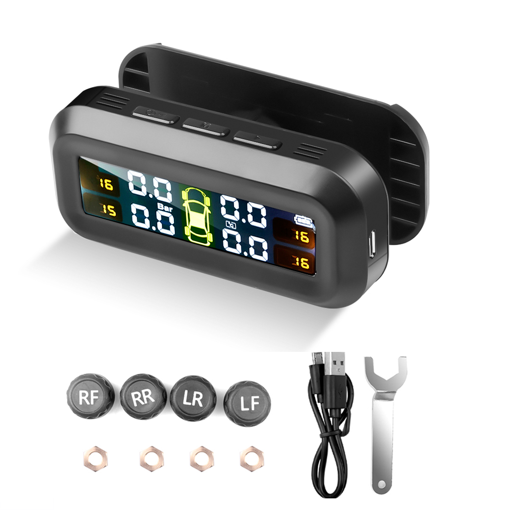 ソーラー TPMS 車のタイヤ空気圧警報モニターシステム リアルタイム表示警告フロントガラス自動運転安全キット 4 つのセンサー付き