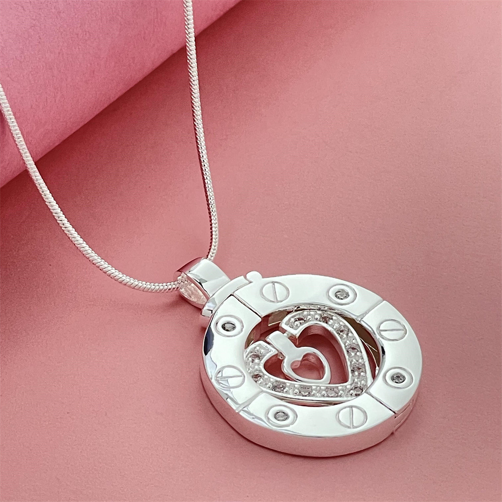 安全なクラスプ 46 センチメートルメンズ 60 センチメートルカップル階段ペンダントネックレスシルバー