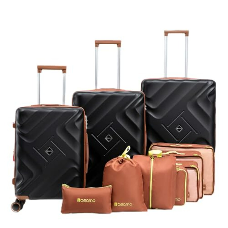 10 個の荷物セット拡張可能なスーツケース 22x14x9 航空会社承認の機内持ち込み、ABS ハードケース スーツケース スピナーホイール付き、TSA ロック
