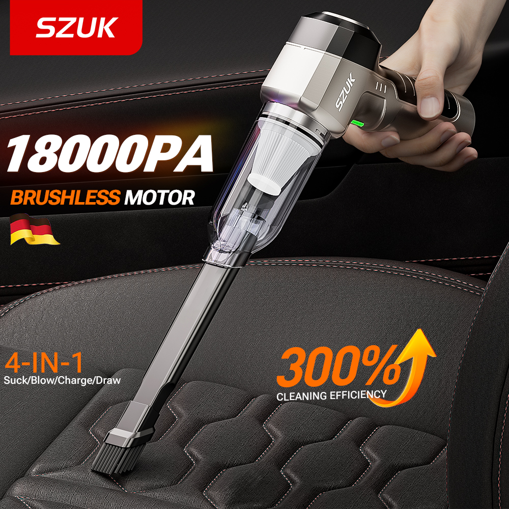 SZUK 新 C017Max 車の掃除機強力な吸引ワイヤレスクリーナーポータブル手持ちミニ掃除機洗浄機