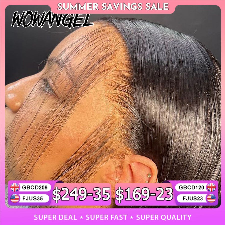 WOW ANGEL HD レースフロントウィッグ 250% 13 × 6 HD レースフロントウィッグストレートヘア不可視 HD レースメルトスキン HD レースフロント人毛ウィッグ