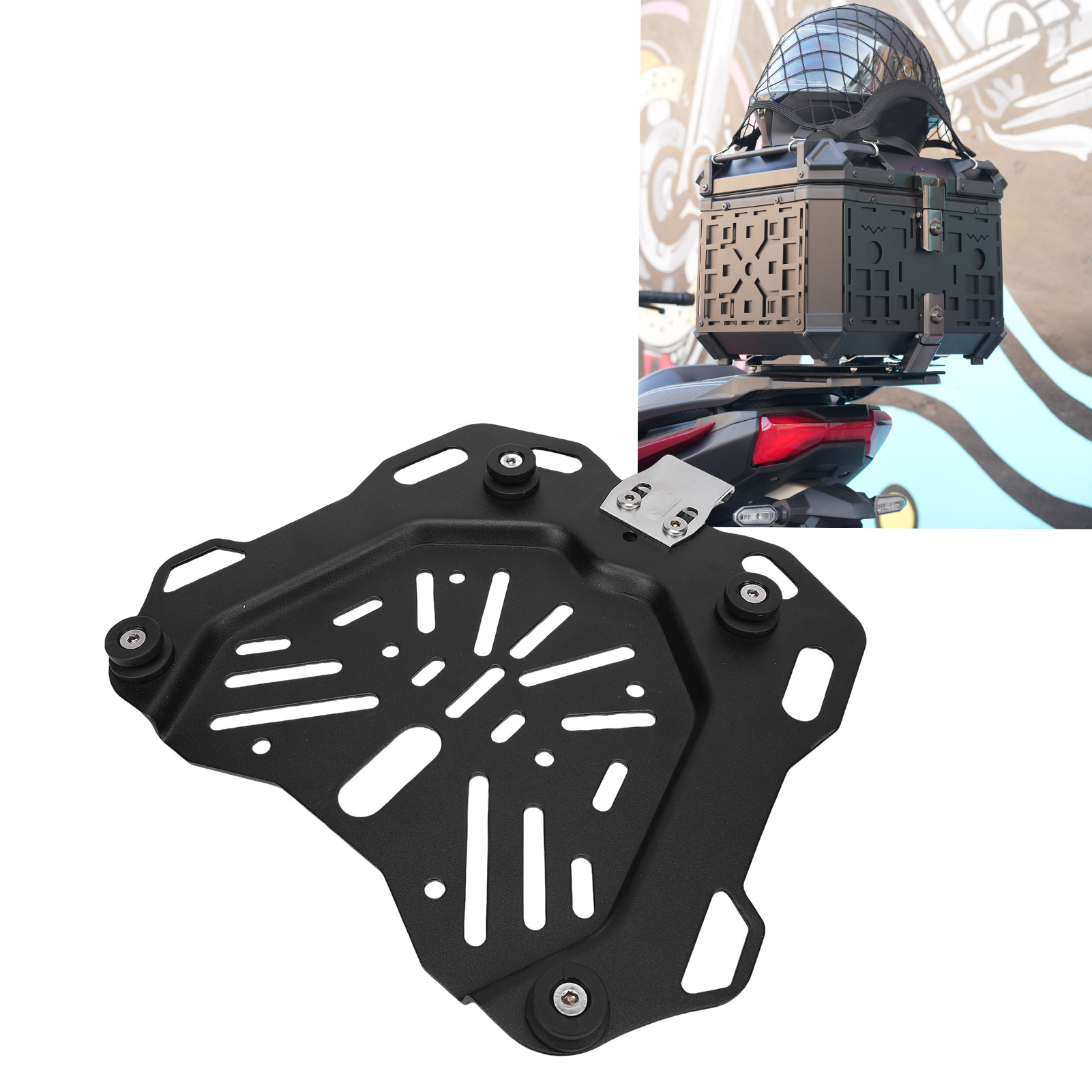 オートバイリアテールボックスベースプレート炭素鋼ユニバーサルオートバイトップケース取付プレート 45L トランク用