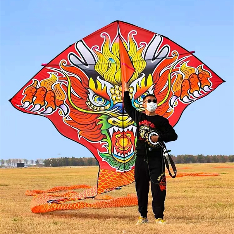 大 100 メートル中国ドラゴン凧飛行ハンドルライン大人の凧大凧ワインダー凧プロの風力発電ドラゴン凧大凧