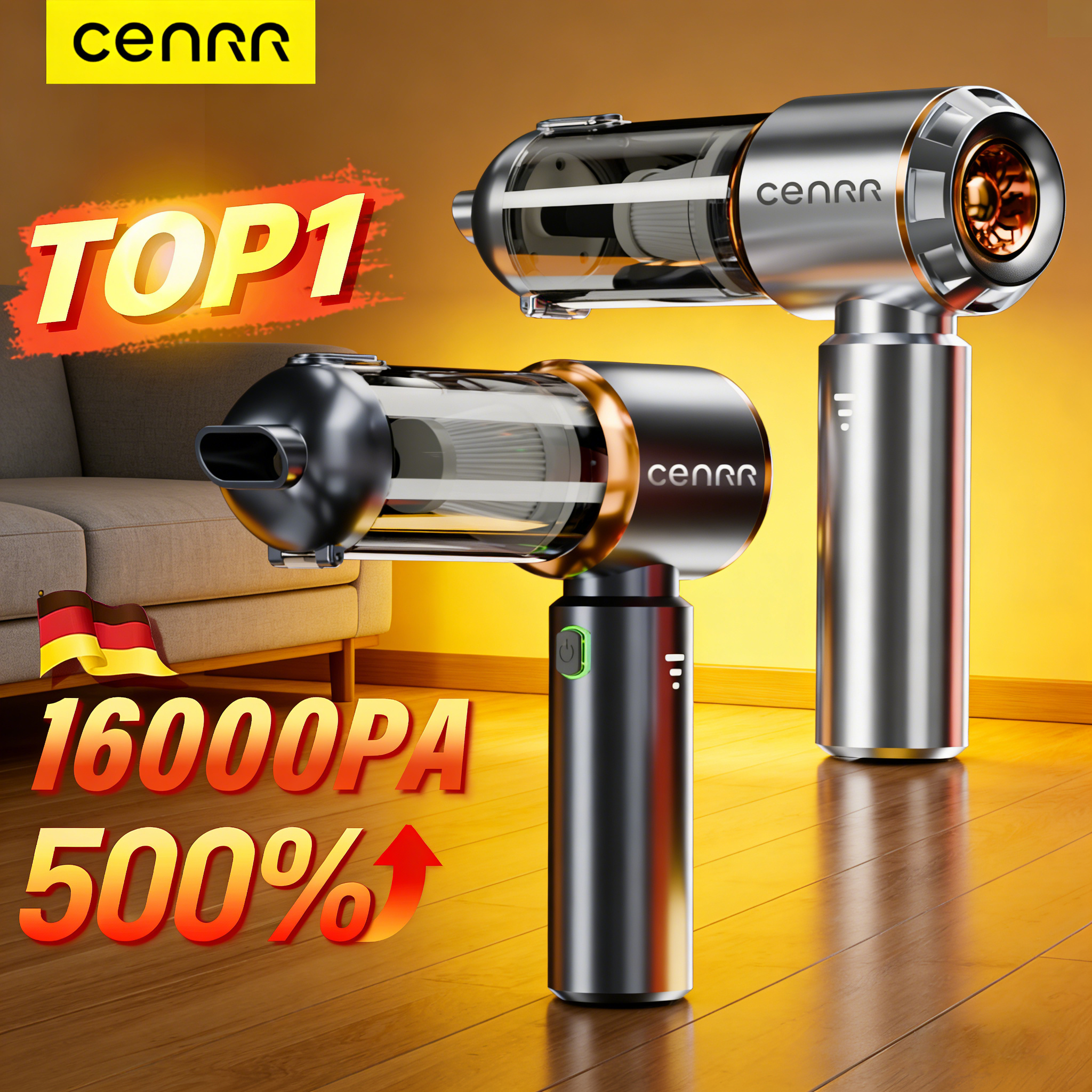 CENRR 車用掃除機ハイパワーポータブルハンドヘルドワイヤレスモーター洗浄機家電用強力エアダスター