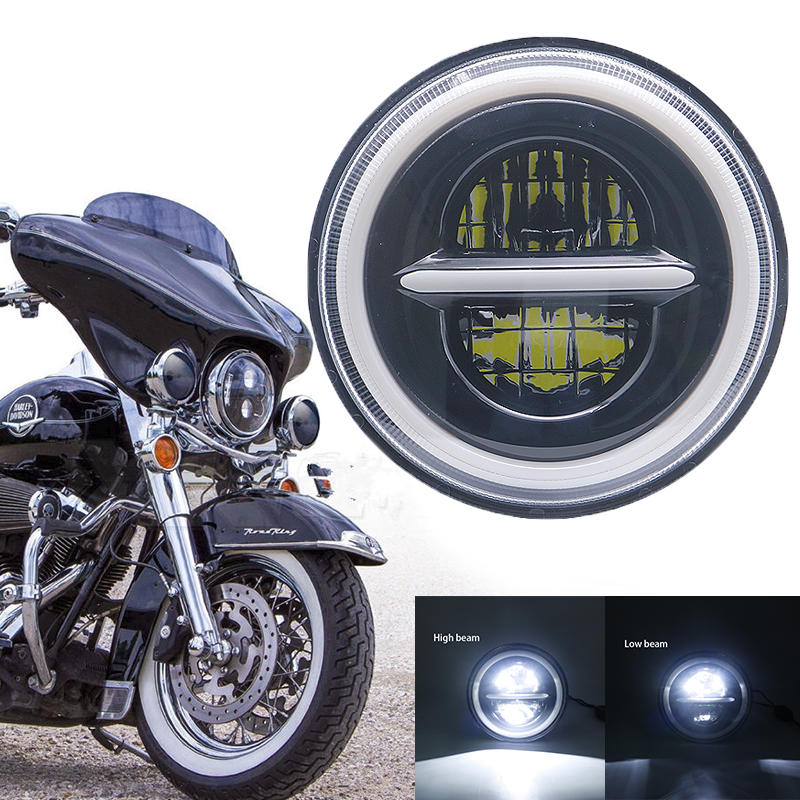 1x オートバイヘッドライト 7 "LED 50 ワットモーターランプヘッドランプヘッドライトバイクランプハーレーヤマハ V スター 650 1100 ロードスター