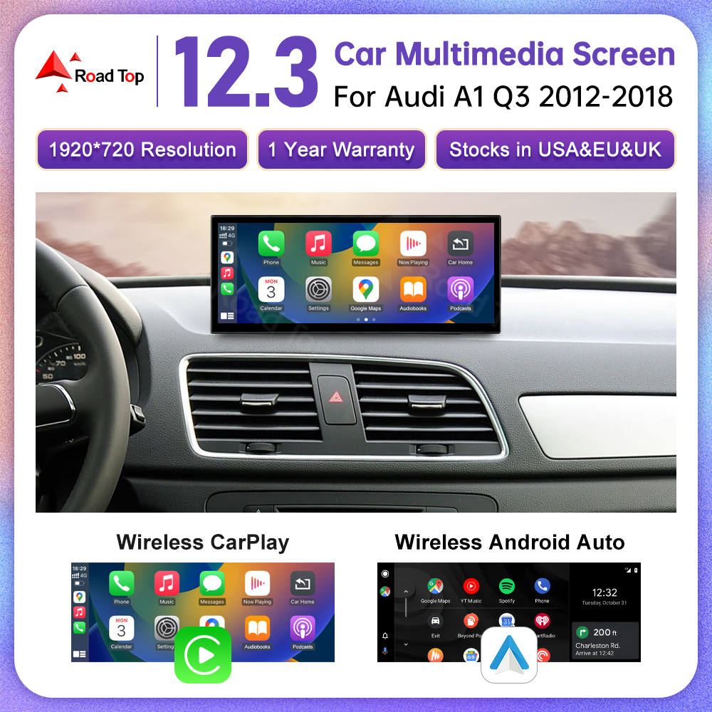 新デザインモニターアウディ A1 Q3 2012-2018 タッチスクリーンサポートワイヤレス Carplay Android 自動車ラジオプレーヤー