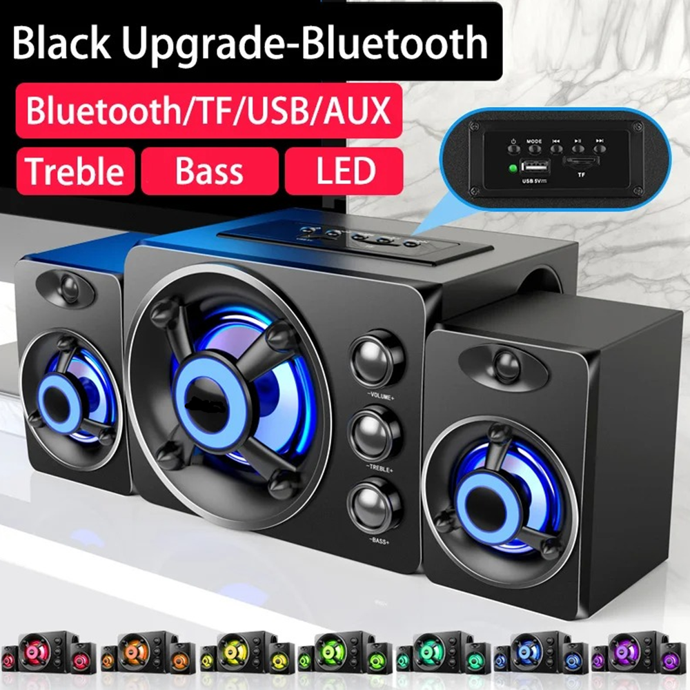 HIFI 3D ステレオスピーカーカラフルな LED ヘビーライト AUX USB 有線ワイヤレス Bluetooth オーディオホームシアターサラウンドサウンドバーテレビ