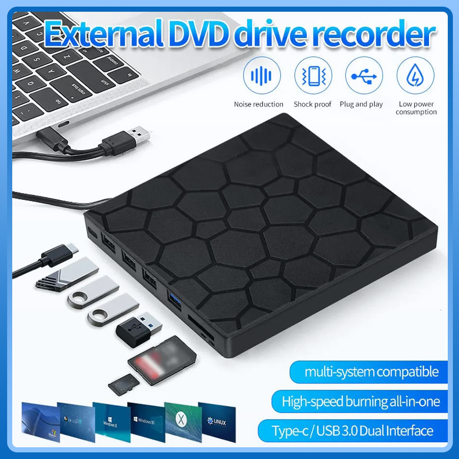 USB3.0 タイプ C 外部 RW CD プレーヤーバーナーブルーレイプレーヤー 7 in 1 外部 CD DVD ドライブ外部 CD リーダー PC ラップトップデスクトップ用