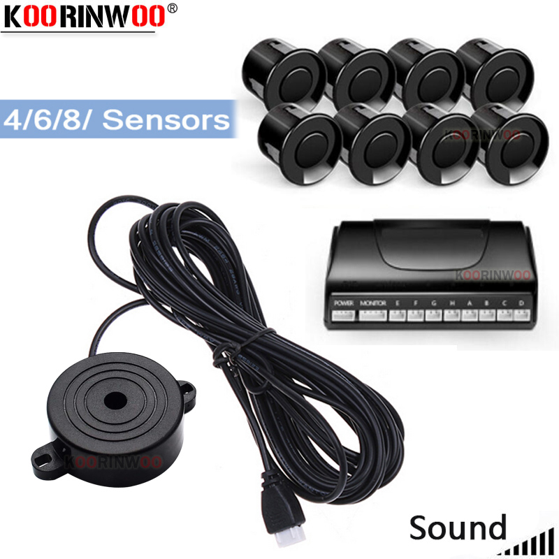 Koorinwoo 調節可能なスピーカー Parktronic 駐車場センサー 8 4 プローブフロントバックブザーアラート車検出器駐車支援