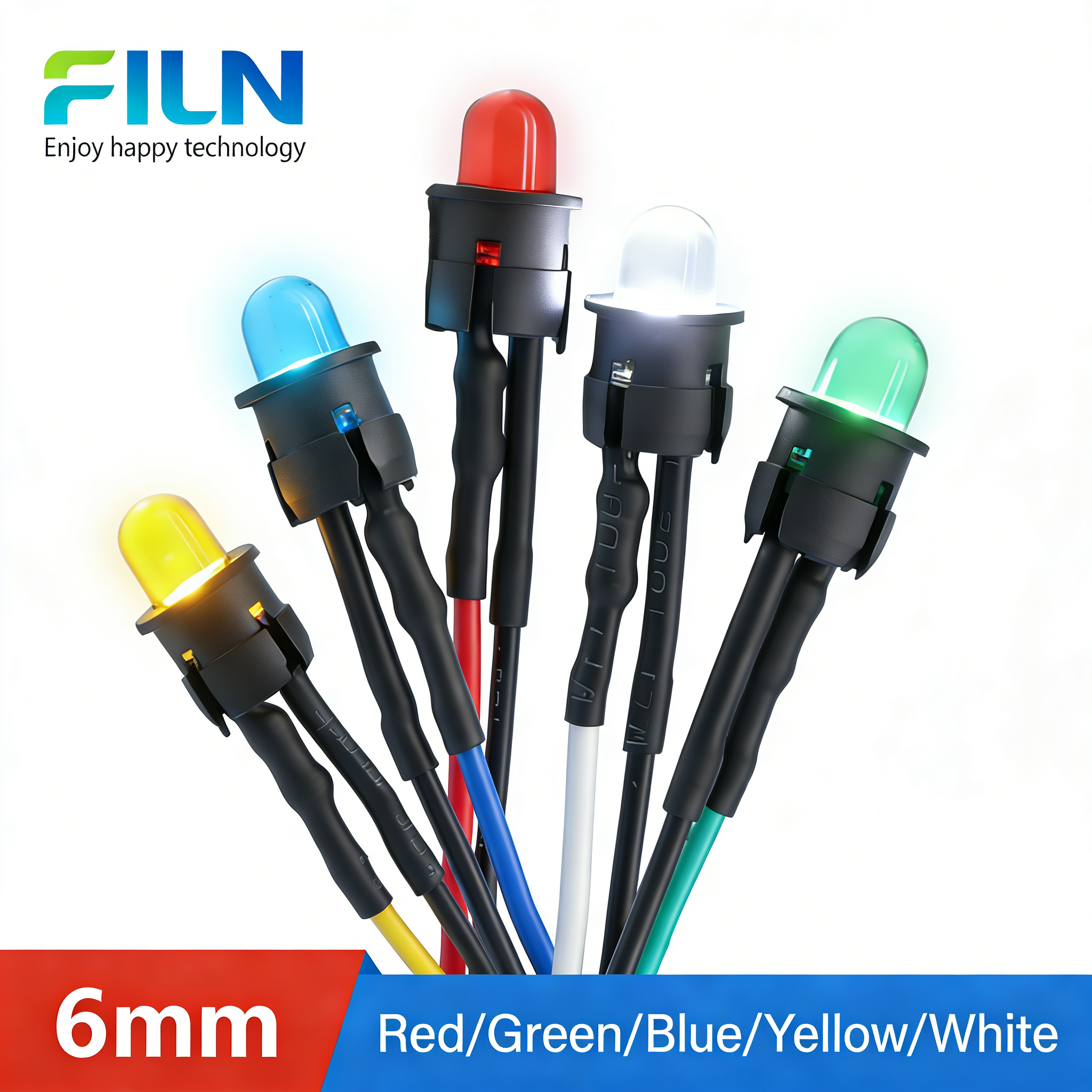 FILN 25/50/100 個 6 ミリメートル 12V ミニ LED インジケータライトスナップインボールヘッド有線信号ランプ DIY プロジェクト電子デバイスパネル