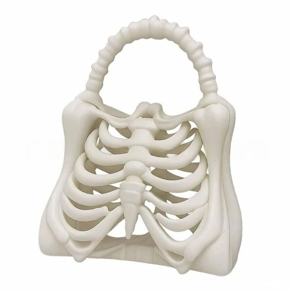 ファッション 3D 印刷スケルトンハンドバッグノベルティ衣装ゴシック財布胸郭形状クラッチバッグコスプレ