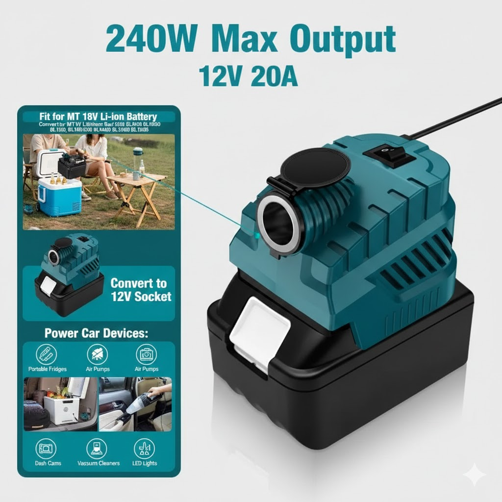マキタ 18V 20V バッテリー DC 12V 降圧コンバータシガーライター USB タイプ C 電源 DIY 車の冷蔵庫