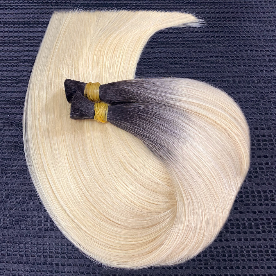 Maxhair ストレート 1b613 ブロンド人毛 100% 人毛エクステンション 生毛バルク 横糸なし 編み込み用 ブラジル レミーヘア 30 インチ