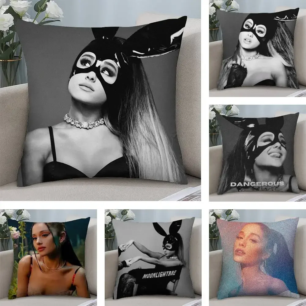 Singer A-Ariana G-Grande Pillow Case Short plush Double-sided Print Square Throw Pillow Covers Sofa Home Cushion Decor