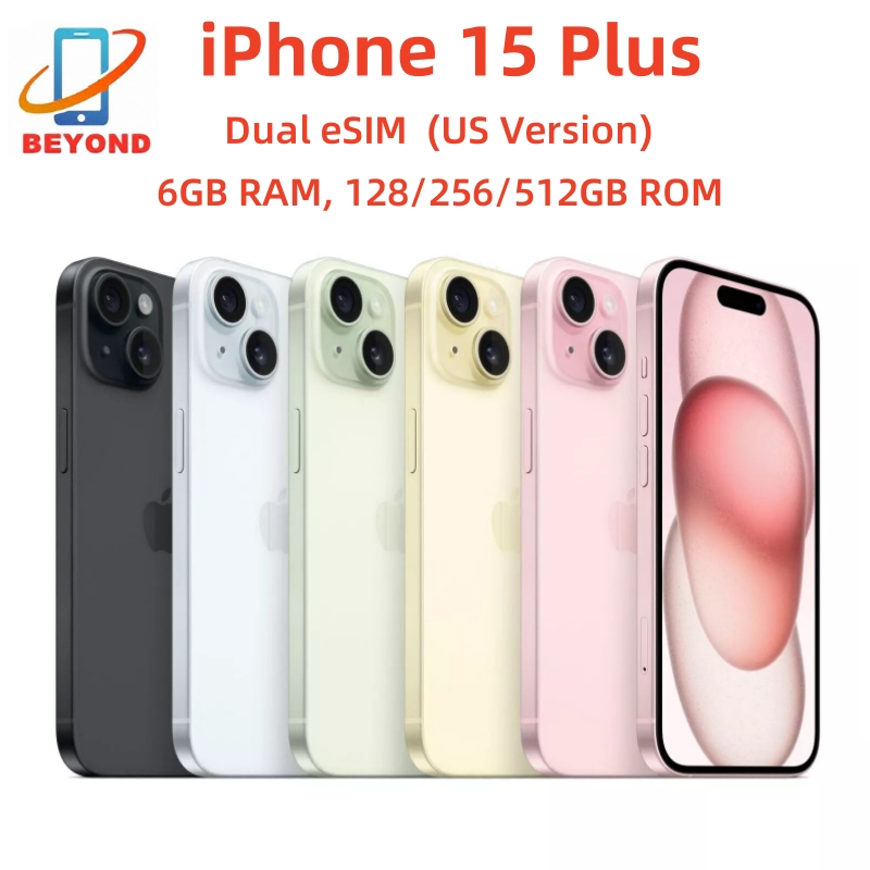 本物の Apple iPhone 15 Plus SIM/eSIM 6.7 "Super Retina OLED 128/256/512GB ROM 6GB RAM Face ID NFC A16 オリジナル 5G 携帯電話