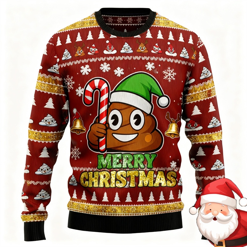 人格うんちおかしい醜いクリスマスセーター男性のための原宿ストリートメリークリスマスユニークな醜いセータークリスマス新デザイン 2026