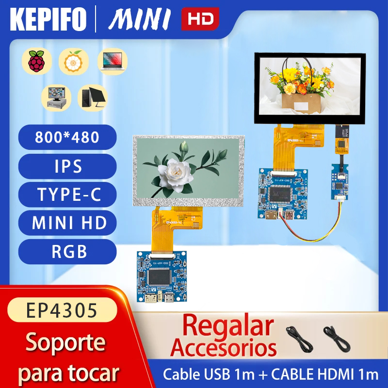 HDMI ディスプレイ画面 4.3 インチ HDMI ボード IPS モジュール RGB インターフェイス 40PIN ユニバーサルサポートタッチ TYPE-C 電源ミニ HDMI