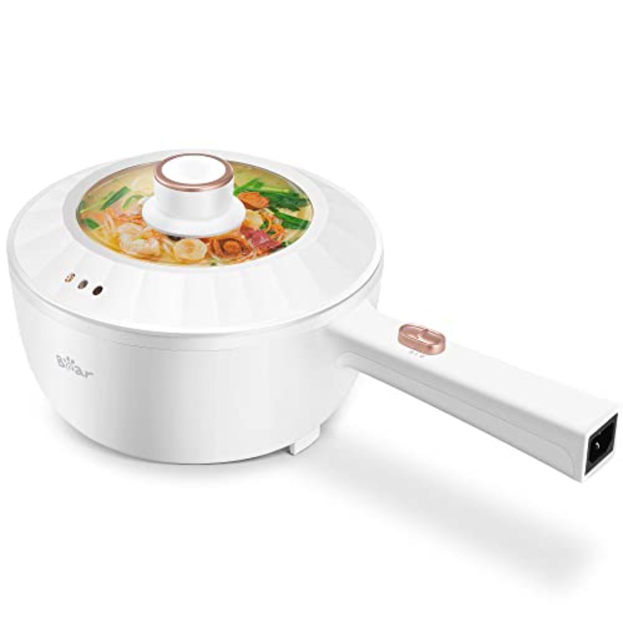 ホットポット電気、2L多機能ポータブルクッキングポット、1000W急速麺電気、ステーキ、卵用ノンスティックフライパン、