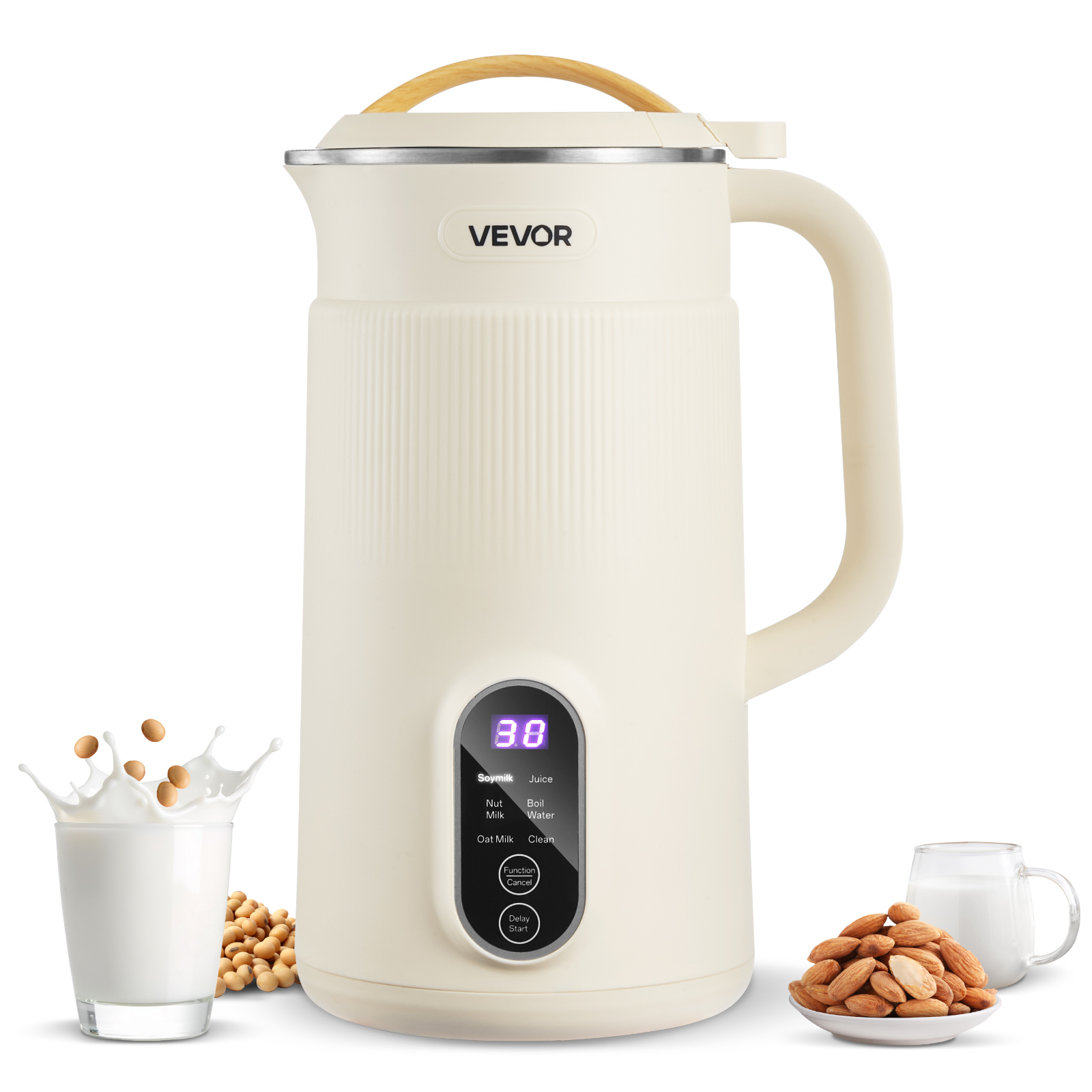 SucceBuy 8-in-1 ナッツミルクメーカー 豆乳メーカー 180W ブレンド 自家製オーツ麦、ナッツ、大豆、ジュース、ミルクセーキ、ライスシリアル用