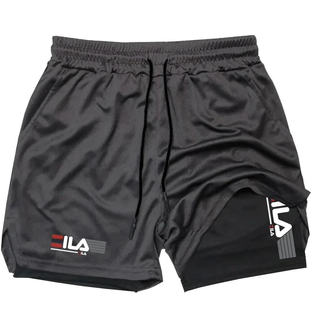 メンズツーインワンスポーツショーツ通気性カジュアル速乾二層ショーツ夏のランニングスポーツウェアボトムス M-3XL