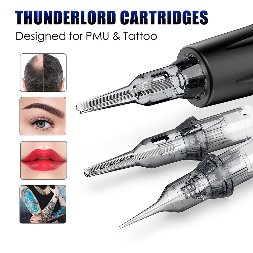 Thunderlord 20 個タトゥー針アートメイクタトゥーカートリッジ膜システムラウンドライナー 1R ユニバーサルタトゥーマシン