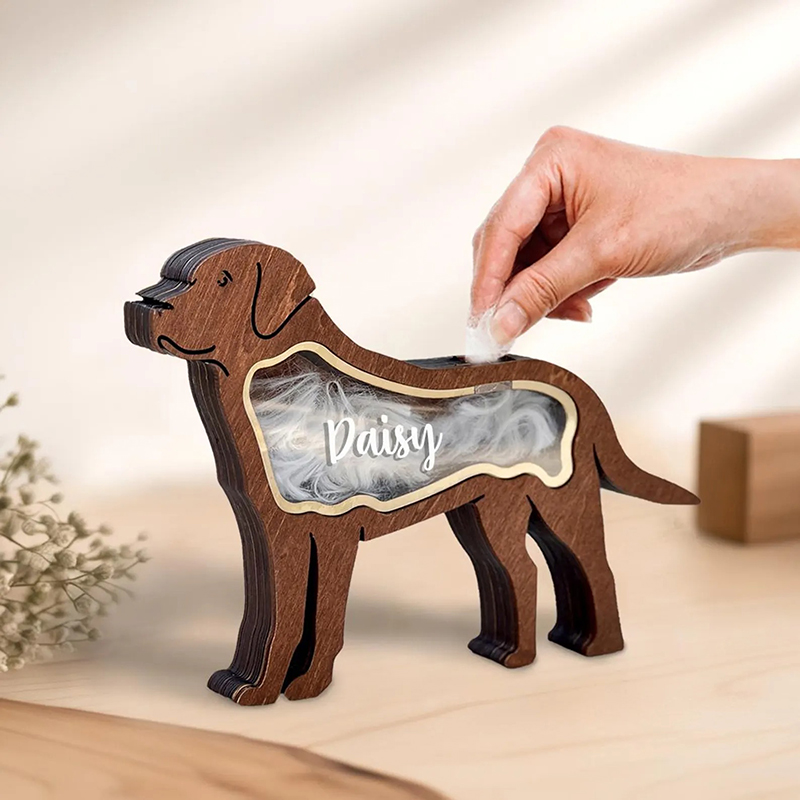 パーソナライズされた犬の毛メモリアルボックスクリエイティブカスタム名木製ペットの毛記念品コンテナ犬の飼い主のためのペットメモリアルギフト
