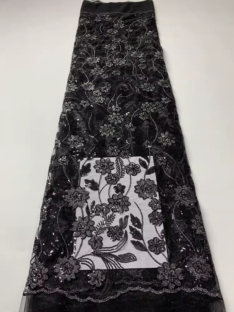 1 ヤード新しいガーゼ生地絶妙な花スパンコール刺繍 tissu ウェディングドレスチャイナ生地衣料用