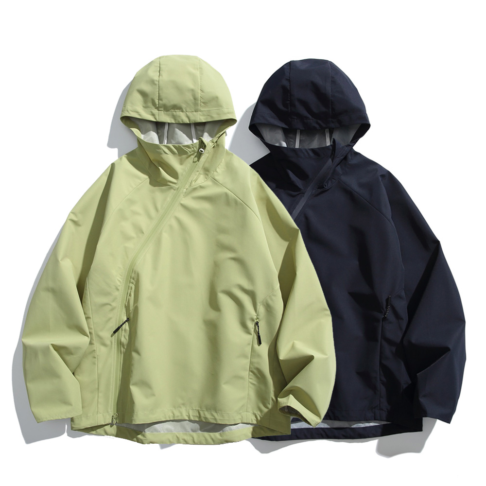 屋外フード付き斜めジッパージャケット男性女性春秋ストリートファッションパーカージャケット Cityboy コートカップルアウター