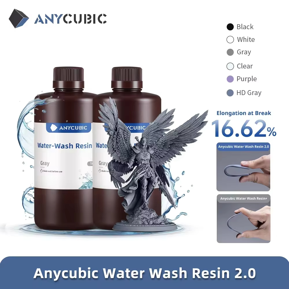 ANYCUBIC ウォーターウォッシュ樹脂 LCD 3Dプリンター用 高精度 低臭気 低粘度 3Dプリント標準フォトポリマー