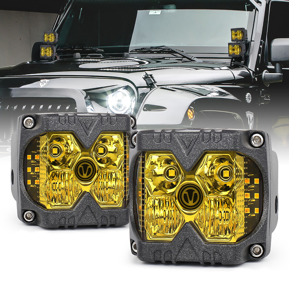 MOVOTOR オフロード LED ドライビングライト 3 インチ黄色レンズ LED ワークライト 4x4 ジープ トラック ボート用