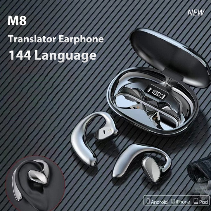 M8 Bluetooth インテリジェント翻訳イヤホン 144 言語の会話が可能 音声とテキストの同時リアルタイム翻訳