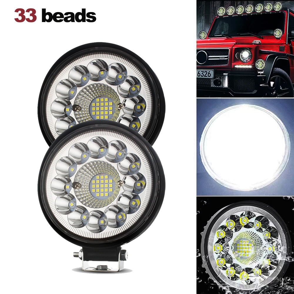 自動作業灯 99 ワット LED ライトラウンドスクエア LED オフロード LED バー 4 インチスポットフラッドフォグランプ 12-24V オフロード 4x4 バーラ LED ヘッドライト