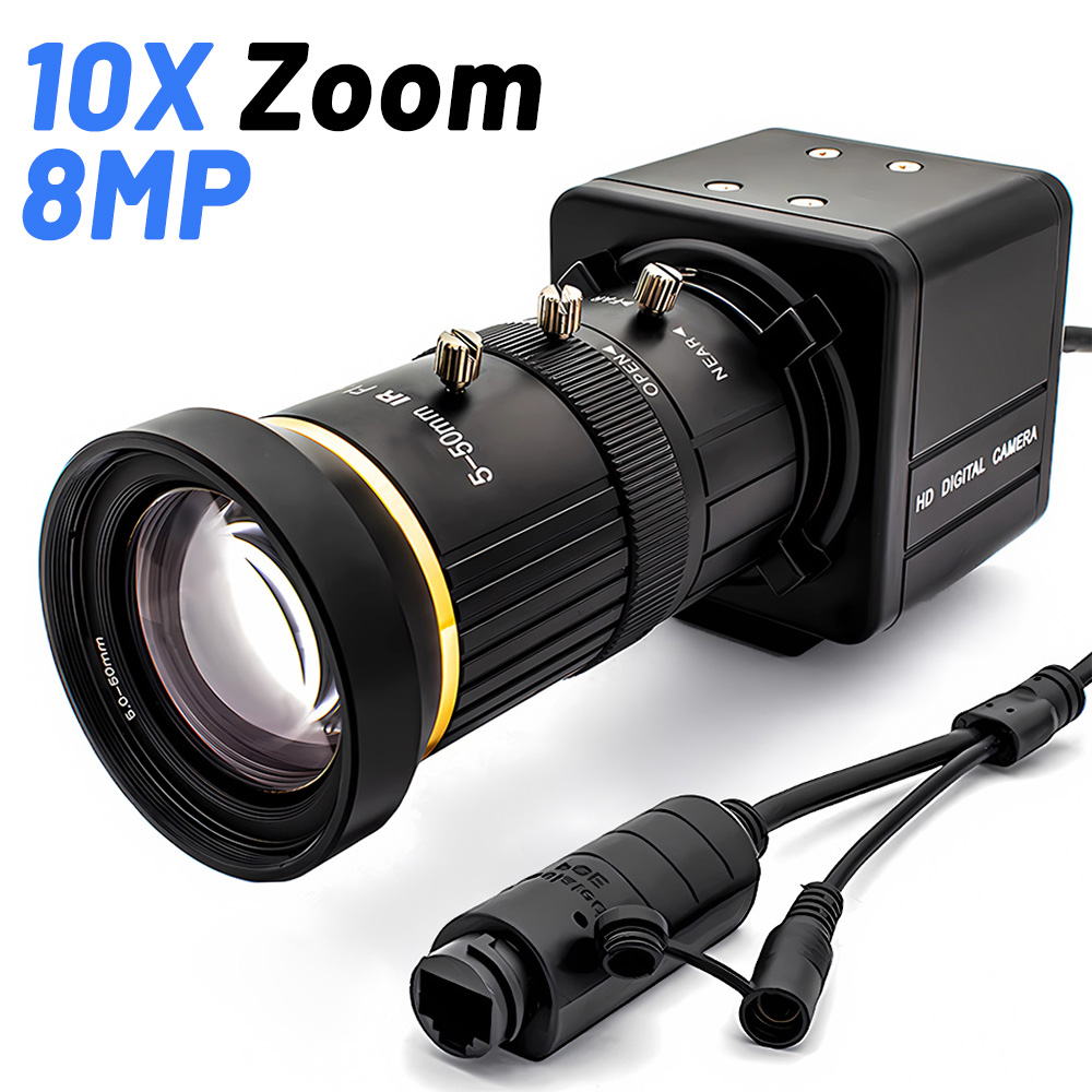 産業用HDデジタルライブストリームPOEセキュリティカメラ8MP IPカメラ1/2.8インチIMX415 CMOS 10倍ズームCCTVバリフォーカルOnvif H.265 RTSP