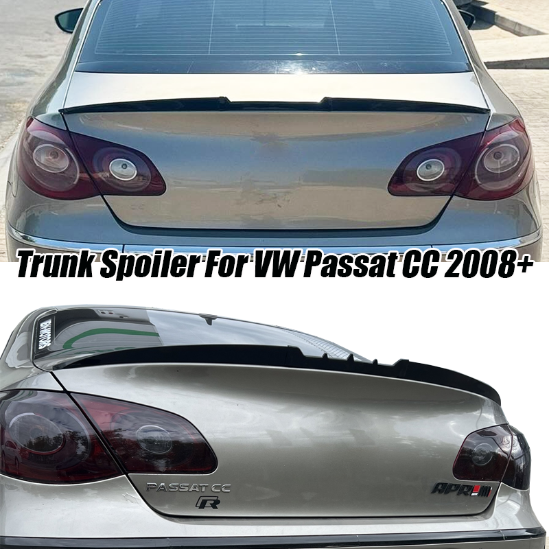 フォルクスワーゲン VW アクセサリーパサート CC 2008 車のリアルーフカモノハシトランクスポイラー 3 個軟質プラスチックマットブラックセダンハッチバック