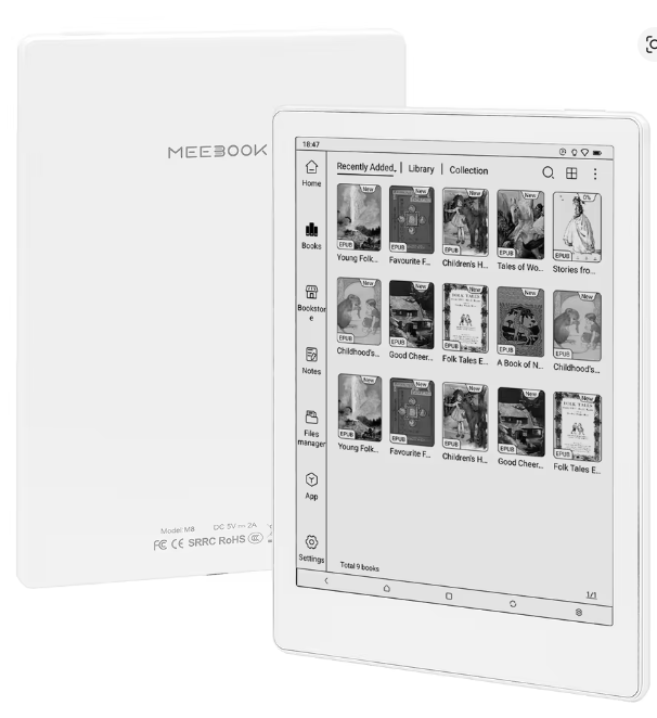 Meebook M8 7.8 インチ Android 14 電子ブック リーダー、Google Play ストアおよび高速リフレッシュ付き 4G RAM 64GB ROM 電子ブック リーダー