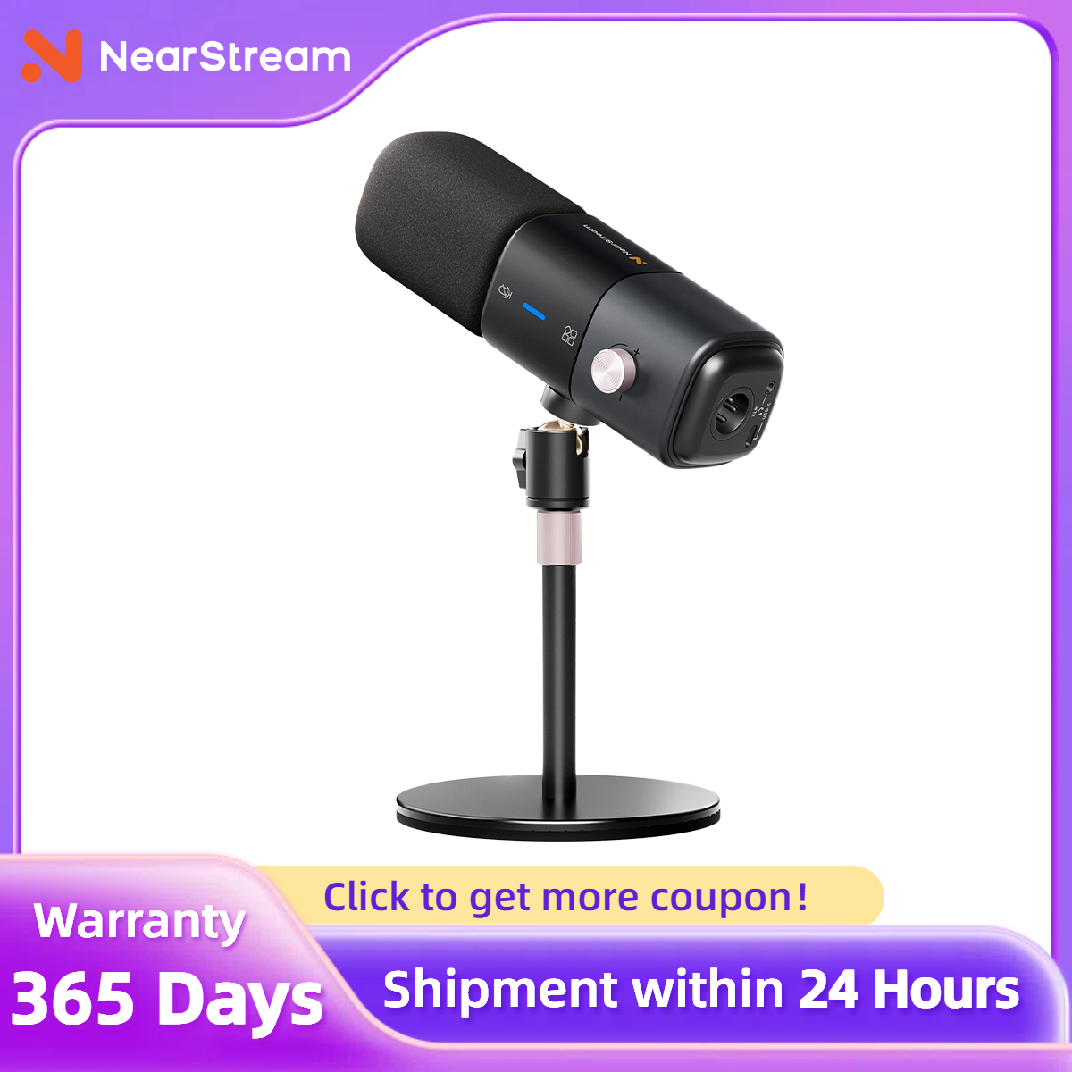 NearStream ダイナミック XLR USB マイク デスクトップ プロフェッショナル マイク プラグアンドプレイ ゲーム スタジオ ストリーミング ポッドキャスト 録音 PC 用
