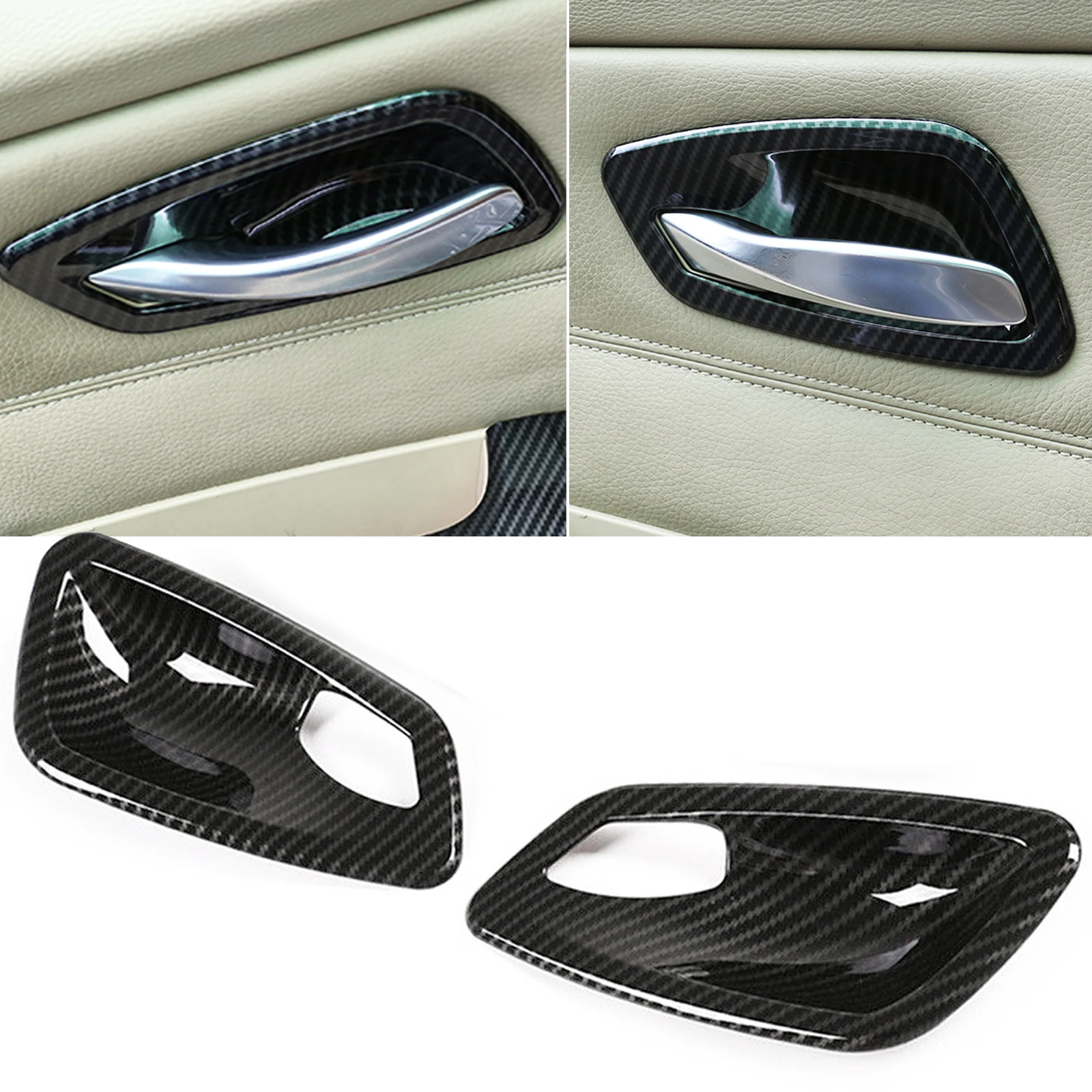 カーボンファイバーインナードアハンドルボウル保護カバートリム BMW E92 E93 335i M3 カップル 2007-2013