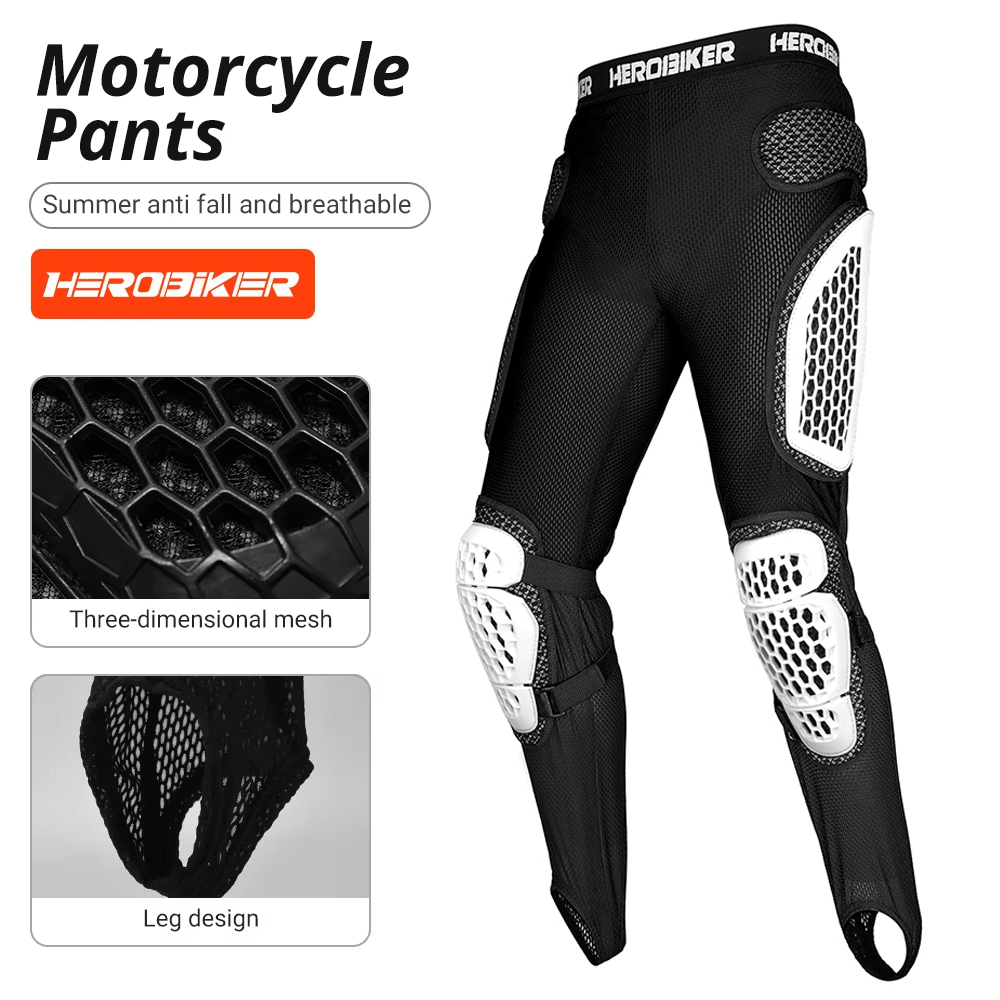 バイクオフロードアーマーパンツ通気性メッシュオートバイ乗馬ズボン耐摩耗性膝ヒップ保護落下防止ギア