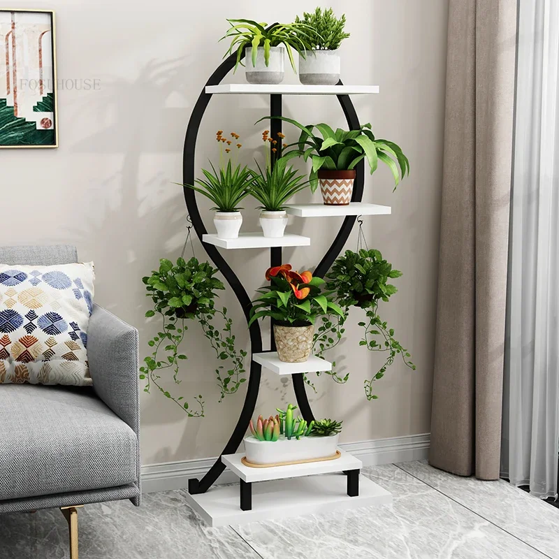 バルコニー屋内植物棚リビングルーム床から天井までのフラワースタンドモダンなミニマリストレストラン多層植木鉢ラック
