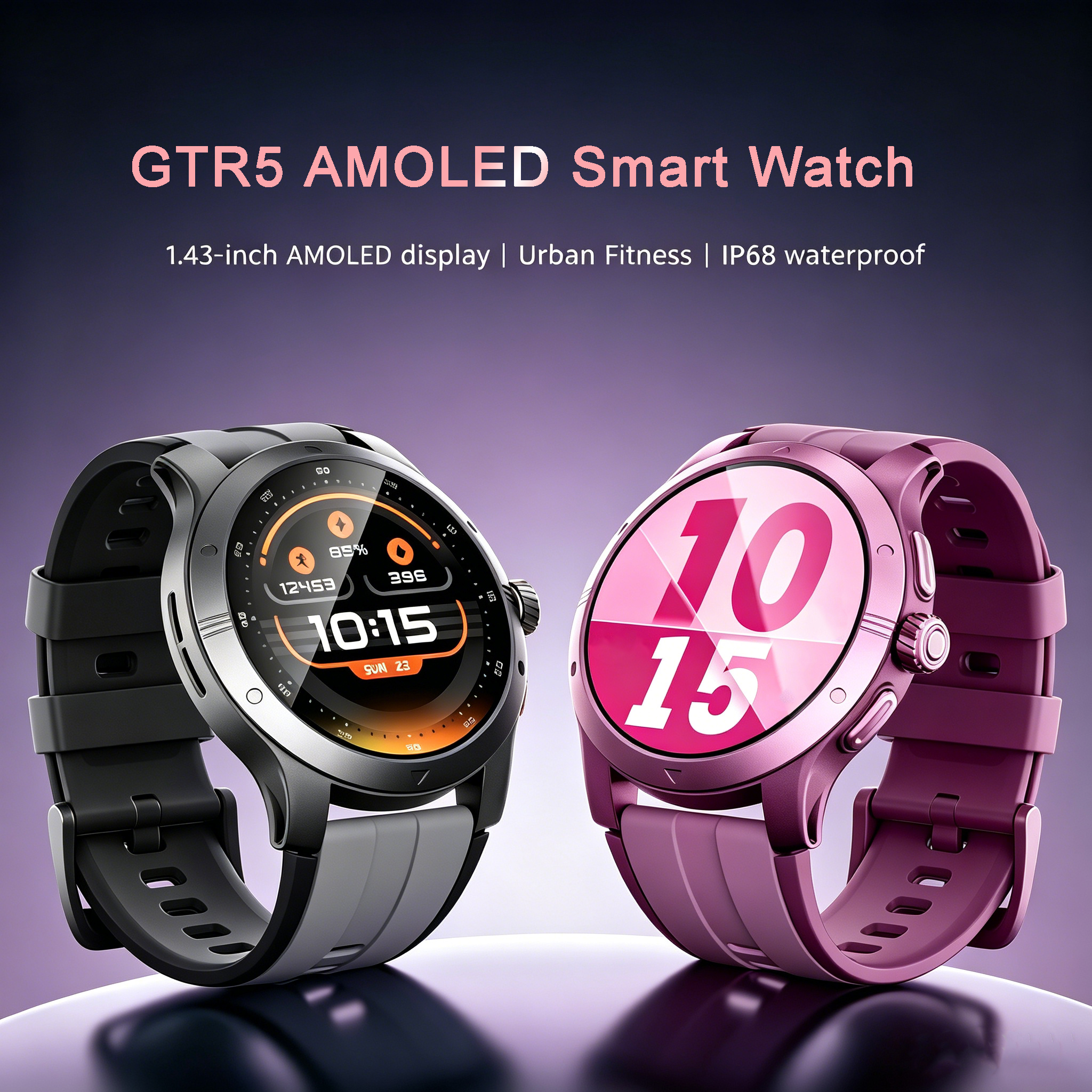 GTR5 スマートウォッチ AMOLED Bluetooth 通話 1.43 インチ大画面男性スポーツフィットネストラッカー心拍数健康モニタースマートウォッチ
