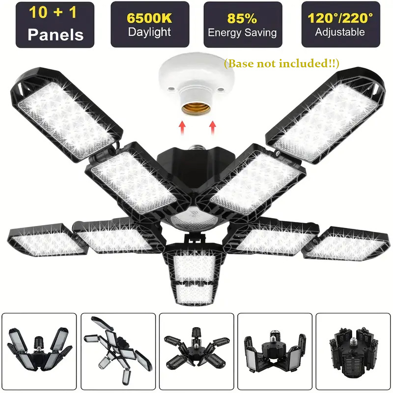 変形可能なパネル LED ガレージライト E26/E27 電球にねじ込み式 (別売り) 倉庫ワークショップ用天井ランプ 産業用器具
