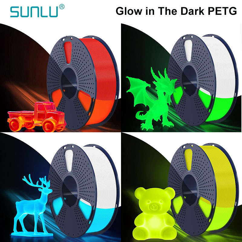 SUNLU 暗闇で光る PETG フィラメント きちんと巻かれた発光 PETG フィラメント 1.75mm /- 0.02mm 1KG フィラメント ほとんどの FDM 3D プリンターに適合