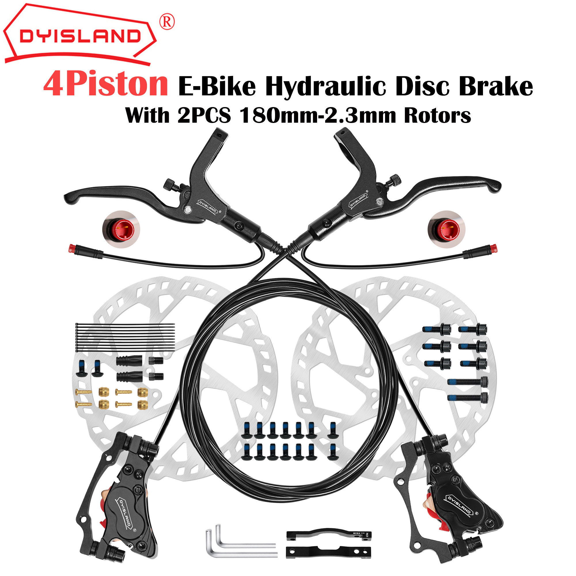 DYISLAND LD4X-300 4ピストン電動自転車油圧ディスクブレーキ2ピン