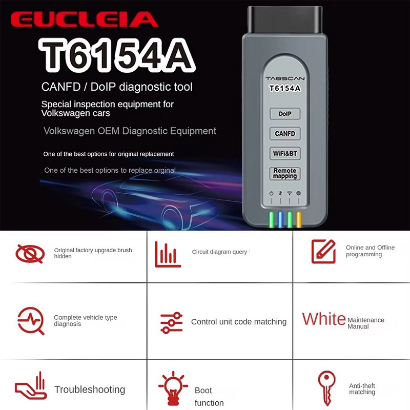 EUCLEIA T6154A は CANFD pk Red 6154 および 5054A の特別検査をサポート ODIS-S25 Engineering E19.0 ETKA ELSAWIN フラッシュデータ