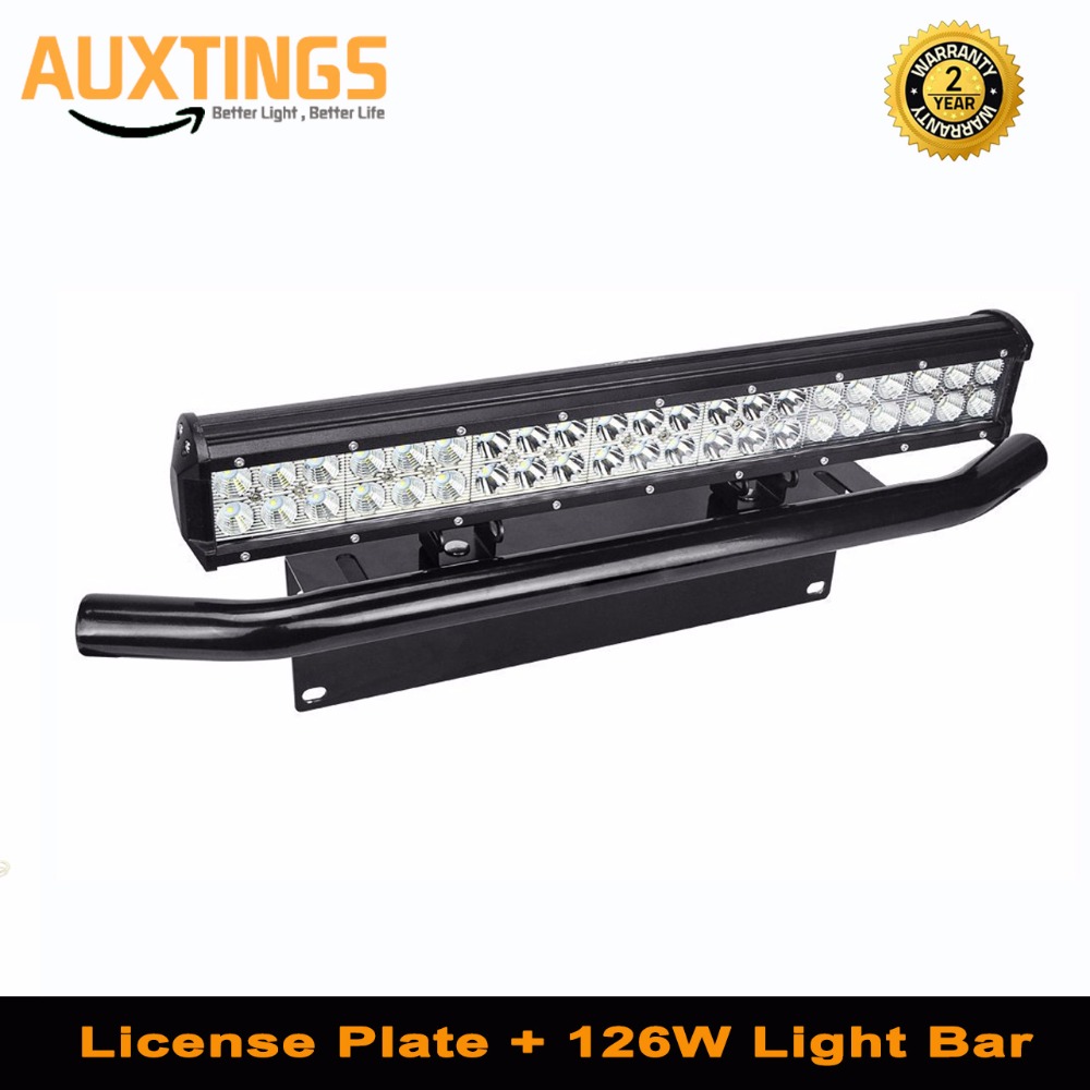 20 インチ 126 ワットコンボ LED ライトバーブルバーフロントバンパーナンバープレートブラケットトラックオフロード 4WD 4x4 トラクター車