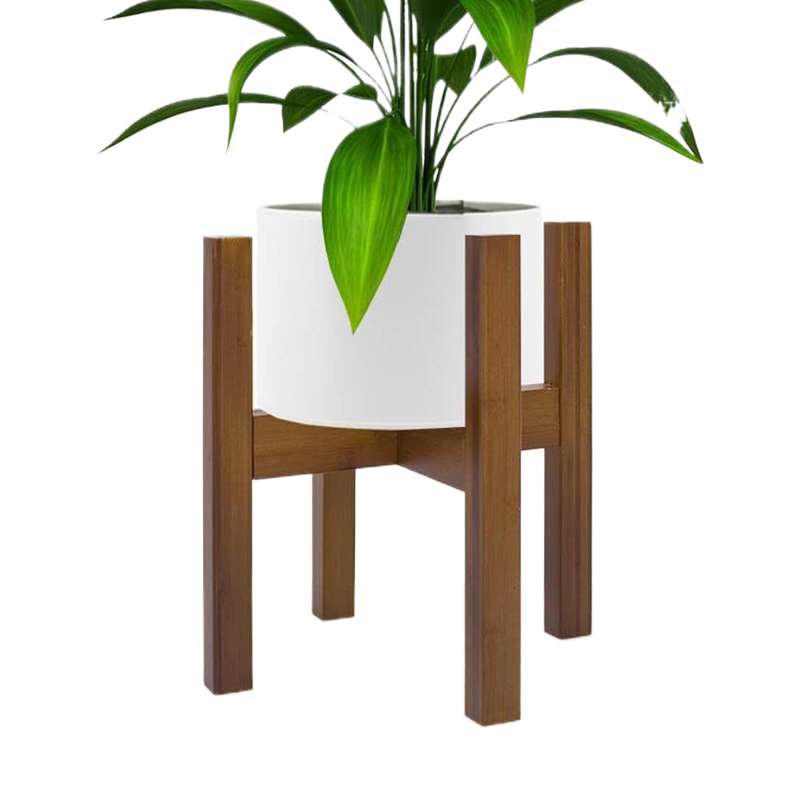 屋内天然竹植物ラック 幅調整​​可能な木製ホルダーラック コーナー植物スタンド 8〜12インチ幅のプランターポットに適合